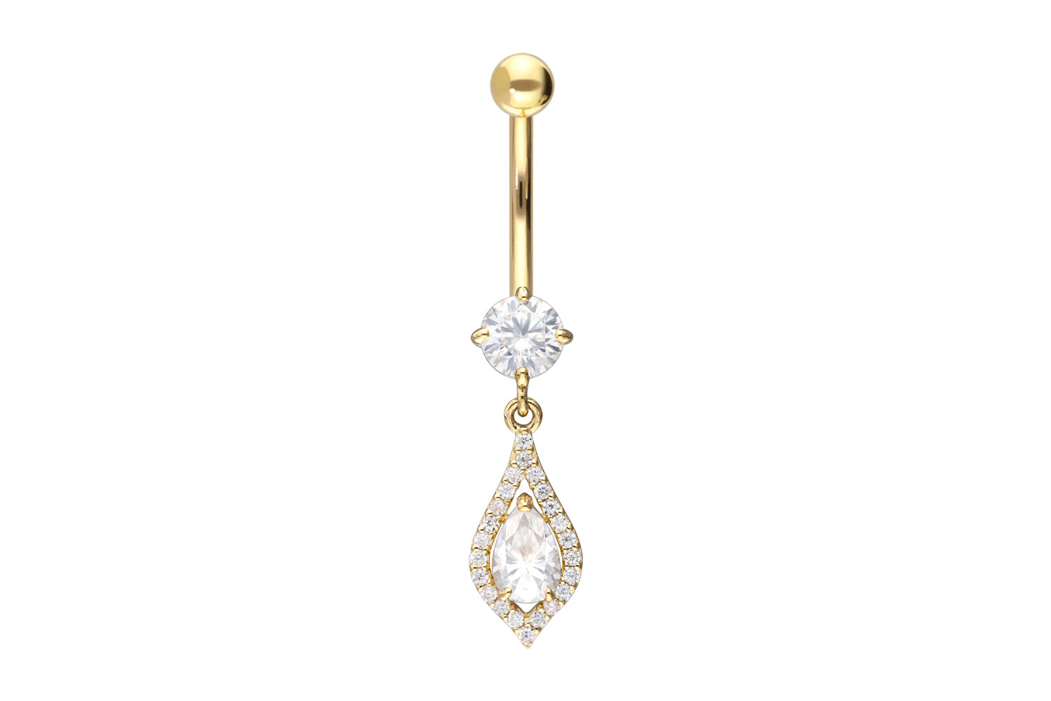 18 Karat Gold Bananabell Piercing MOISSANIT-TROPFEN